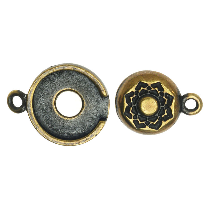 TierraCast Magnetic Clasps, Lotus 14x20.5mm, Brass Oxide Finish (1 Set)