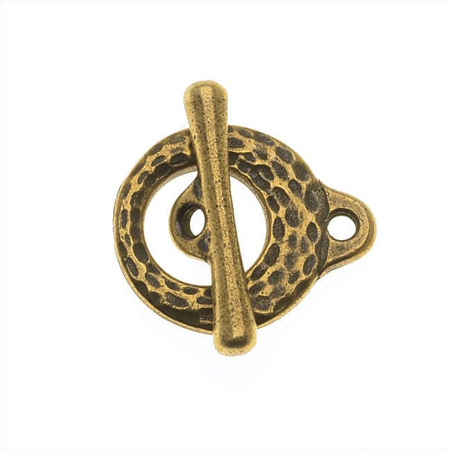 TierraCast Maker's Collection, Toggle Clasps, Hammered 13.5mm, Brass Oxide Finish (1 Set)
