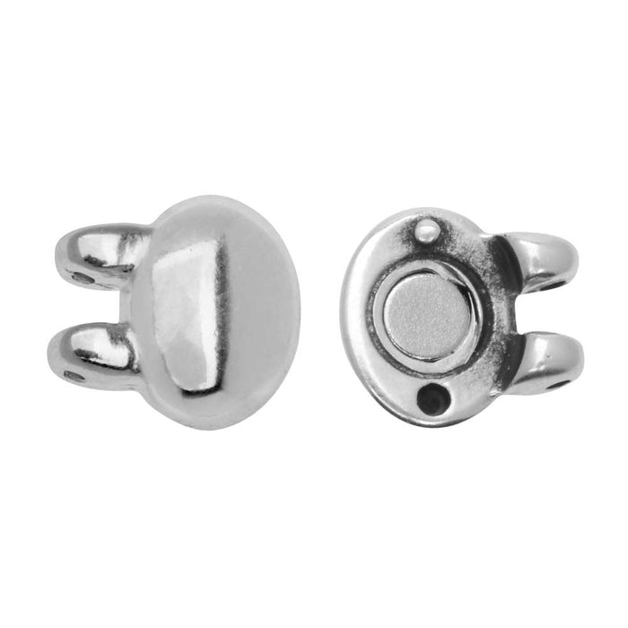 Cymbal Magnetic Clasps for SuperDuo Beads, Kypri, Oval 13x10mm, Antiqued Silver (1 Set)