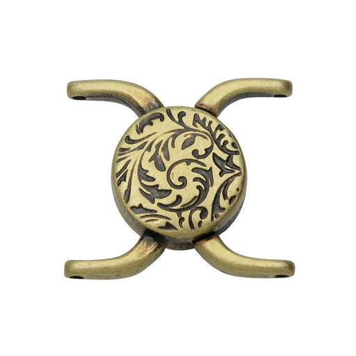 Cymbal Magnetic Clasps for 11/0 Delica & Round Beads, Souda II, Round 15.5x17.5mm, Antiqued Brass Plated (1 Set)