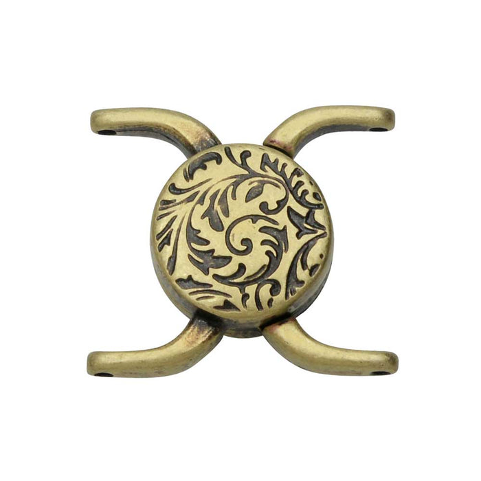 Cymbal Magnetic Clasps for 11/0 Delica & Round Beads, Souda II, Round 15.5x17.5mm, Antiqued Brass Plated (1 Set)