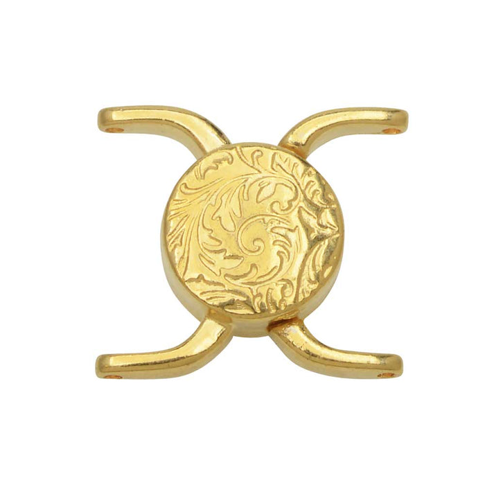 Cymbal Magnetic Clasps for 11/0 Delica & Round Beads, Souda II, Round 15.5x17.5mm, 24k Gold Plated (1 Set)