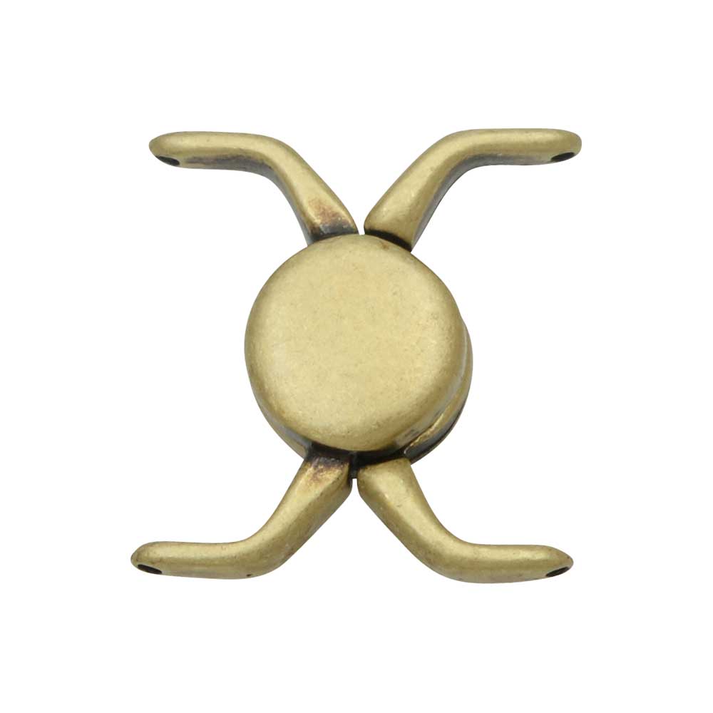 Cymbal Magnetic Clasps for 11/0 Delica Beads, Kissamos, Round 17x17.5mm, Antiqued Brass Plated (1 Set)