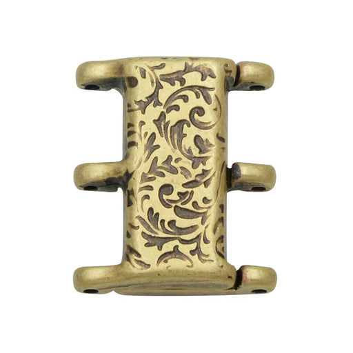 Cymbal Magnetic Clasps for 8/0 Delica & Round Beads, Nisidia III, Rectangle 16x20mm,  1 Set, Antiqued Brass Plated