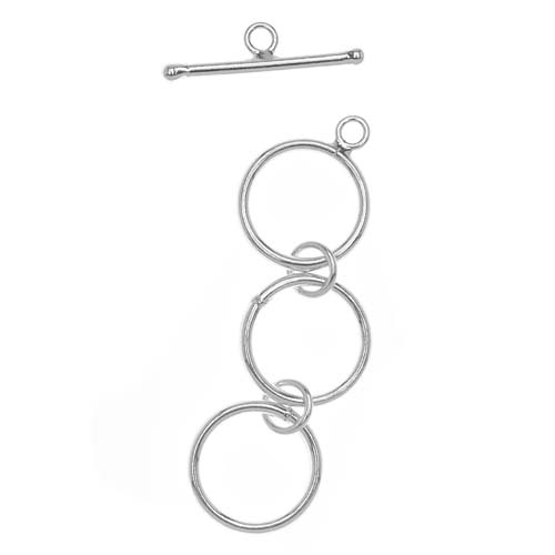 Sterling Silver Round Adjustable 12mm Toggle Clasp 1.7 Inches (1 Set)