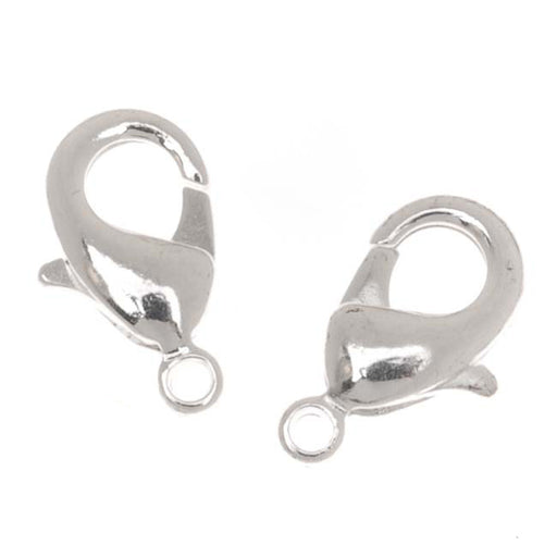 Lobster Clasps, Curved 12mm, Silver Plated (6 Pieces)