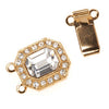 Filigree Box Clasps, 2 Strand with Crystals 22x12mm, 23K Gold Plated (1 Piece)