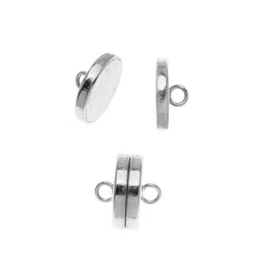 The Beadsmith Magnetic Clasps, Flat Round 10mm, Silver Plated (2 Sets)