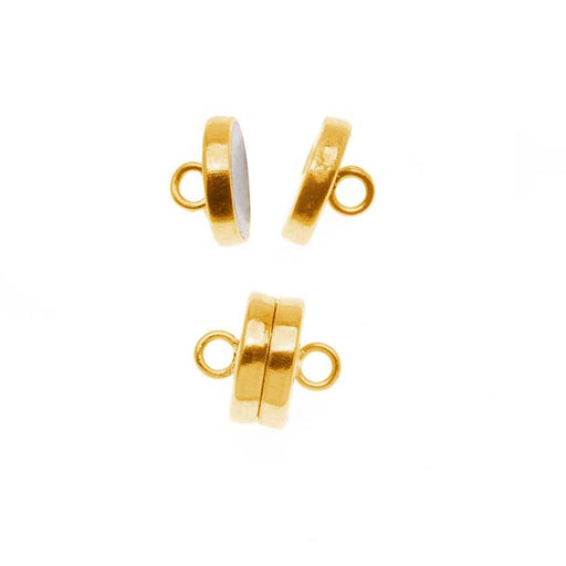 The Beadsmith Magnetic Clasp, Flat Round 8mm, Gold Tone (1 Set)