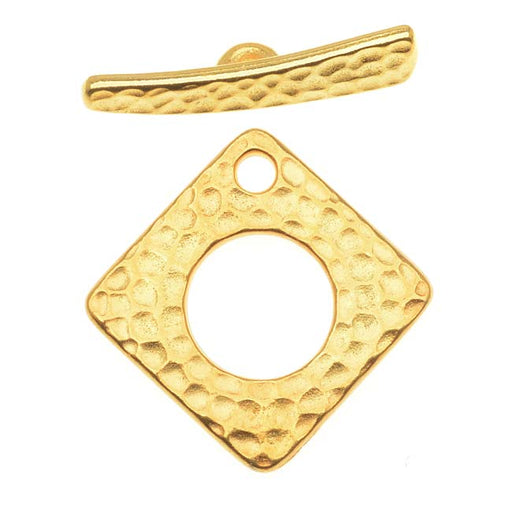 TierraCast 22K Gold Plated Pewter Hammertone 23mm Square Toggle Clasp Set