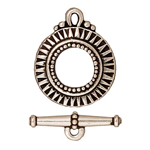 TierraCast Pewter Toggle Clasps, Sunburst 17.5mm, Silver Plated (1 Set)