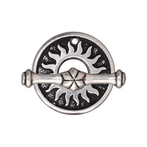 TierraCast Silver Plated Pewter Dia De Los Muertos Del Sol Toggle Clasp 18mm (1)