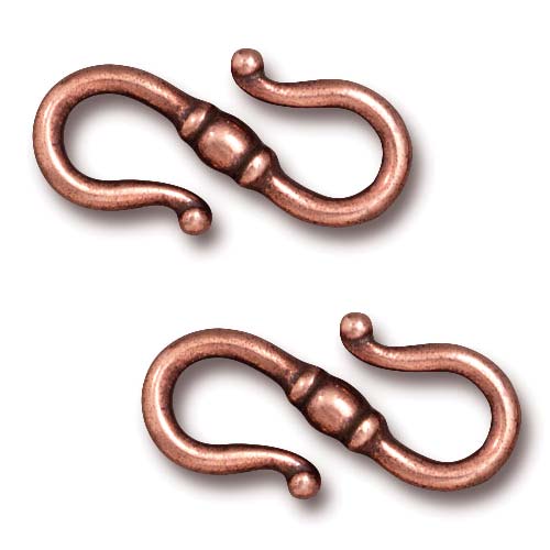 TierraCast Pewter Clasps, S-Hook 22.5mm, Antiqued Copper Plated (2 Pieces)