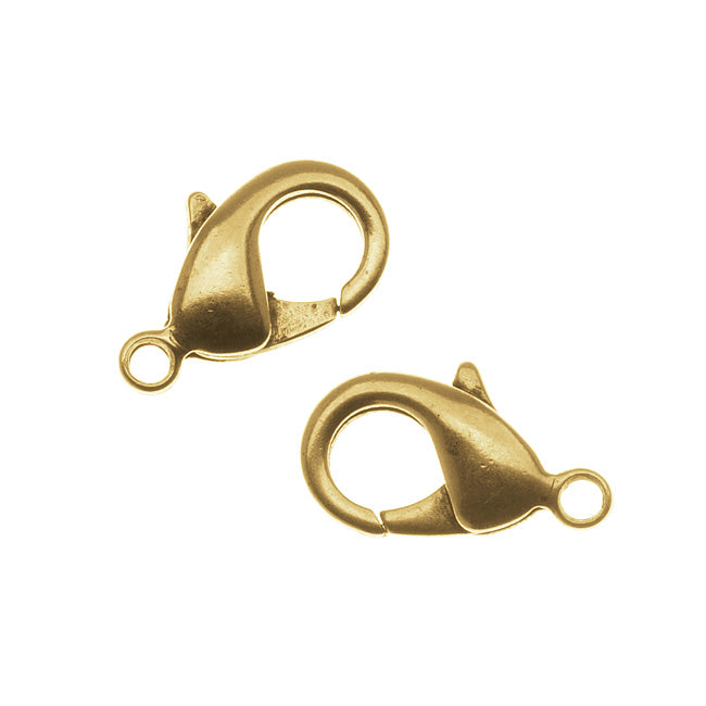 Nunn Design Lobster Clasps, Curve 19mm, 24K Gold Plated (2 Pieces)