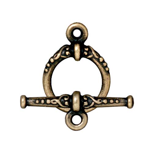 TierraCast Pewter Toggle Clasps, Heirloom 15mm, Brass Oxide Finish (1 Set)