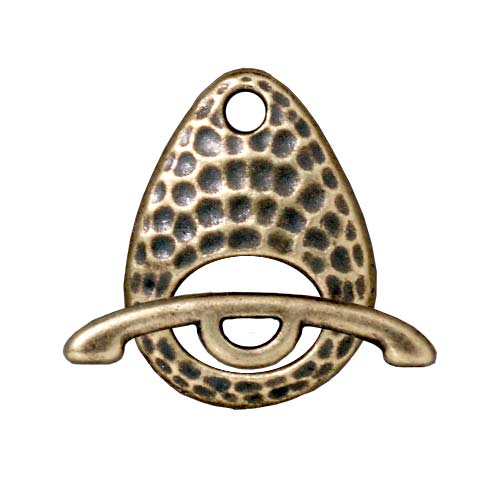 TierraCast Pewter Toggle Clasps, Hammertone Ellipse 16mm, 1 Set, Brass Oxide Finish
