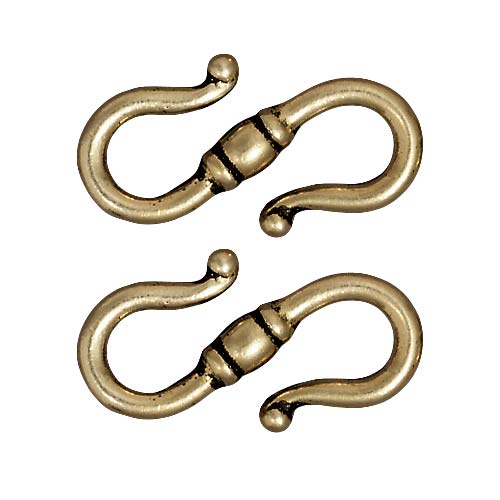 TierraCast Brass Oxide Finish Lead-Free Pewter Classic S-Hook Clasps 22.5mm (2 Pieces)