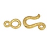 TierraCast Pewter Clasps, Hammered Hook & Eye 14mm, Bright Gold Plated (1 Set)