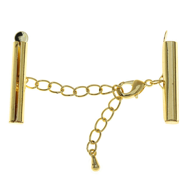 Beadalon Slide Connectors, with Extension Clasps for Multi-Strand Projects 26x5mm, Gold (1 Set)
