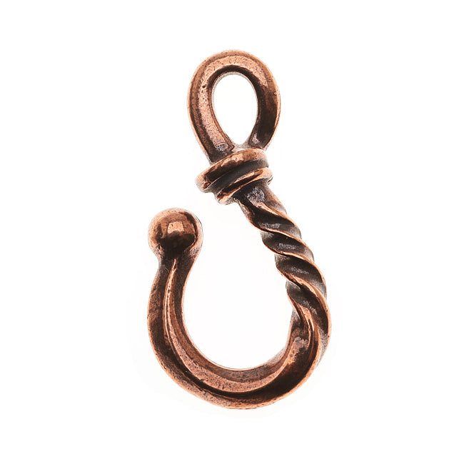 TierraCast Pewter Hook Clasps, Twisted 25mm, Antiqued Copper Plated (1 Piece)