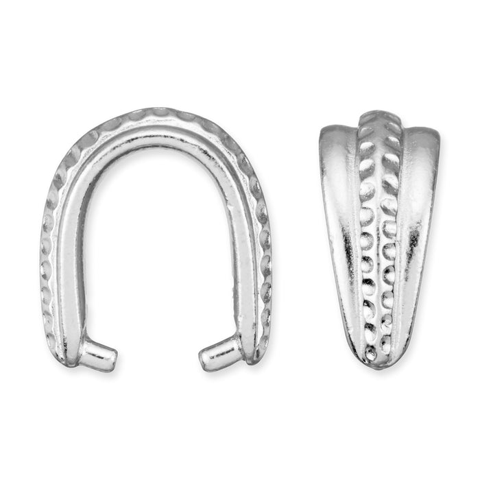Bail, Pinch Style for Pendants or Briolettes 14mm, White Bronze Plated, by TierraCast (2 Pieces)