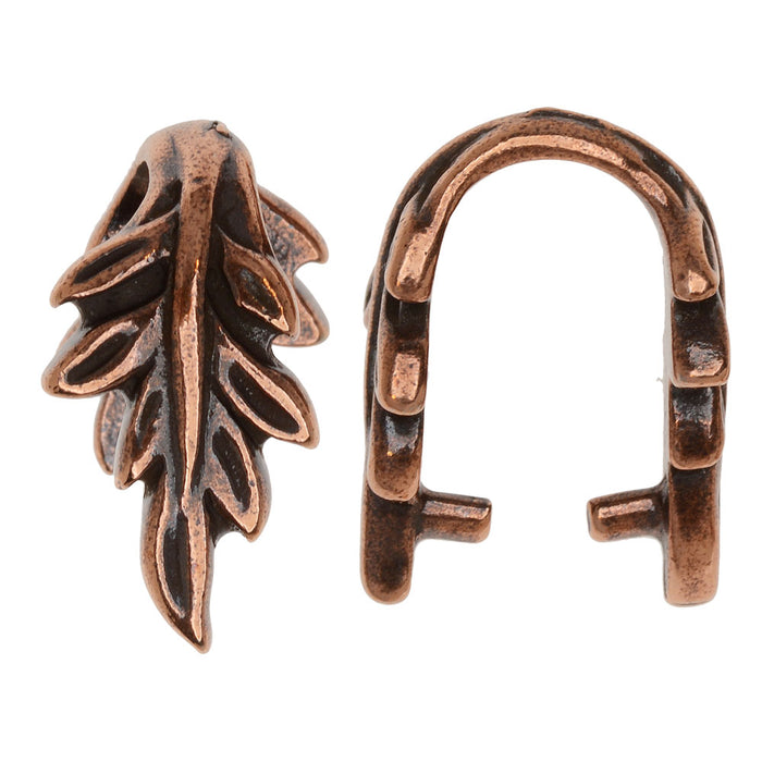 Pinch Bail, Botanical 16x9mm, Antiqued Copper Plated, By TierraCast (2 Pieces)