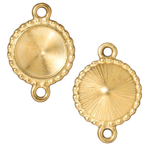 TierraCast 22K Gold Plated Connector Link Beaded Edge Setting For PRESTIGE Crystal 12mm Rivoli (2 Pieces)