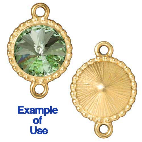 TierraCast 22K Gold Plated Connector Link Beaded Edge Setting For PRESTIGE Crystal 12mm Rivoli (2 Pieces)
