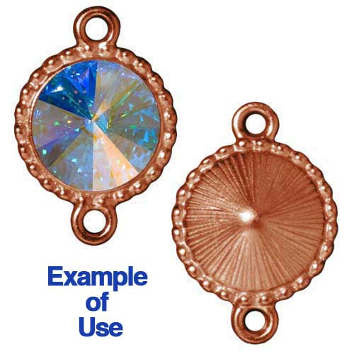 TierraCast Copper Plated Connector Link Beaded Edge Setting For Austrian Crystal 12mm Rivoli (2 Pieces)
