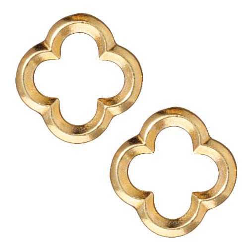 TierraCast Bright 22K Gold Plated Lead-Free Pewter Med Quatrefoil Connector Link 16mm (2 pcs)