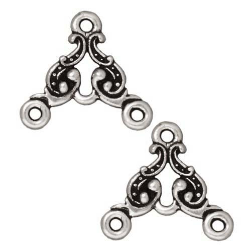 TierraCast Antiqued Silver Plated Lead-Free Pewter 2 to 1 Empire Connector Links 15mm (2 Pieces)