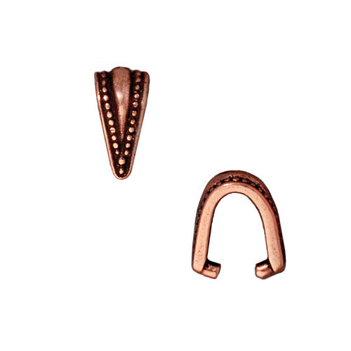 TierraCast Antiqued Copper Plated Pewter 'Royal' Pinch Bail For Pendants 10mm (2 Pieces)