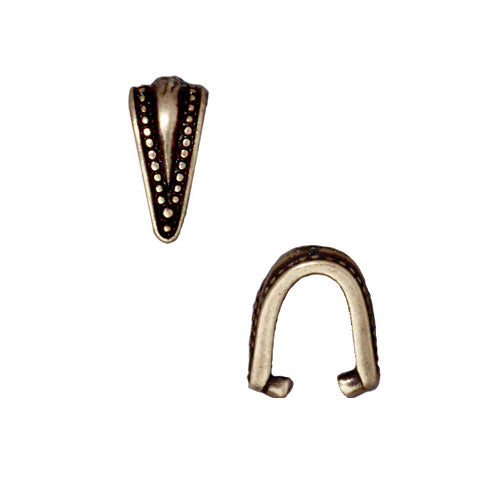 TierraCast Brass Oxide Finish Pewter 'Royal' Pinch Bail For Pendants 10mm (2 Pieces)