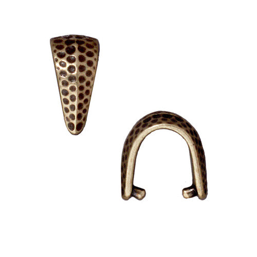 TierraCast Brass Oxide Finish Pewter Hammered Pinch Bail For Pendants 11mm (2 Pieces)