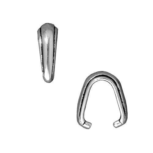 TierraCast Antiqued Silver Plated Pewter Nouveau Pinch Bail For Pendants 12mm (2 Pieces)