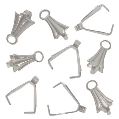 Silver Plated Pinch Bail For Gemstone & Crystal Pendants (2 pcs)