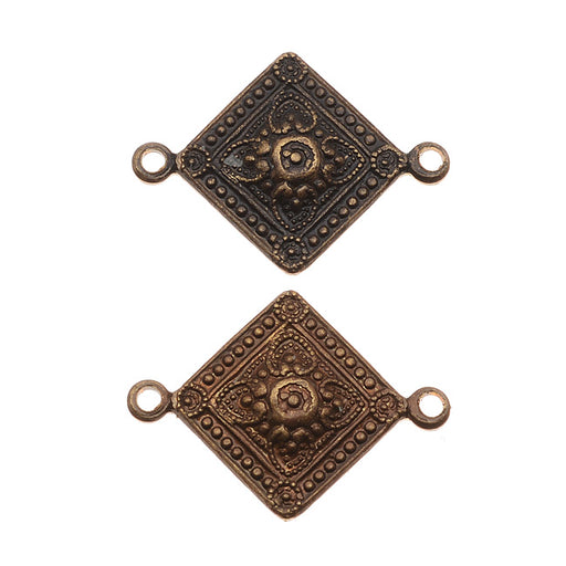 Vintaj Natural Brass Tiled Metalwork 2 Hole Connector Beads 21 x 15mm (2 Pieces)
