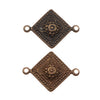 Vintaj Natural Brass Tiled Metalwork 2 Hole Connector Beads 21 x 15mm (2 Pieces)