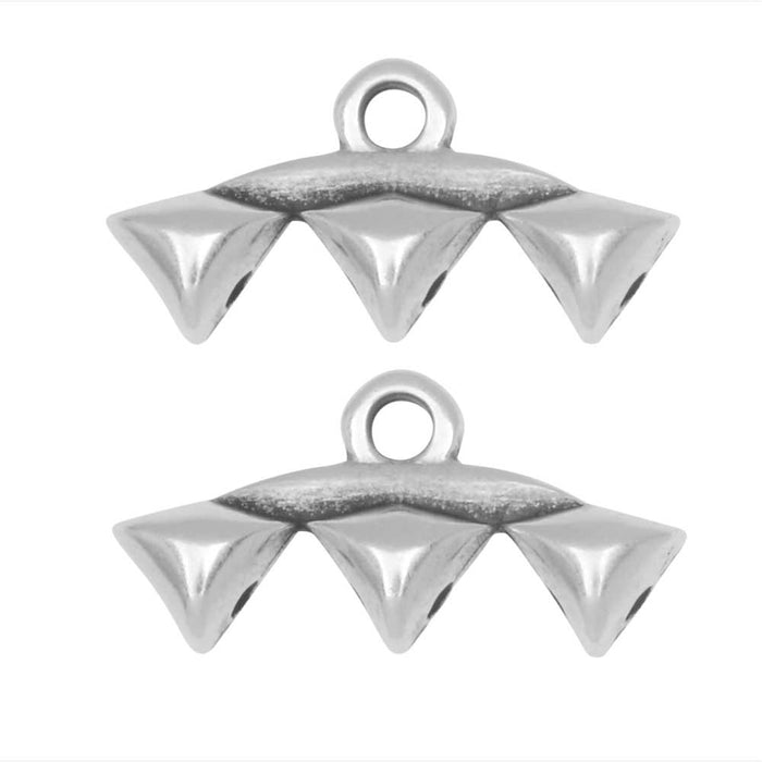 Cymbal Bead Endings fit GemDuo Beads, Vani III, 8mm Antiqued Silver (2 Pieces)
