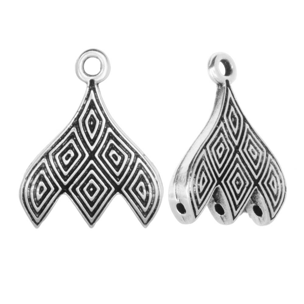 Cymbal Bead Endings fit GemDuo Beads, Tourlos III, 18mm Antiqued Silver (2 Pieces)