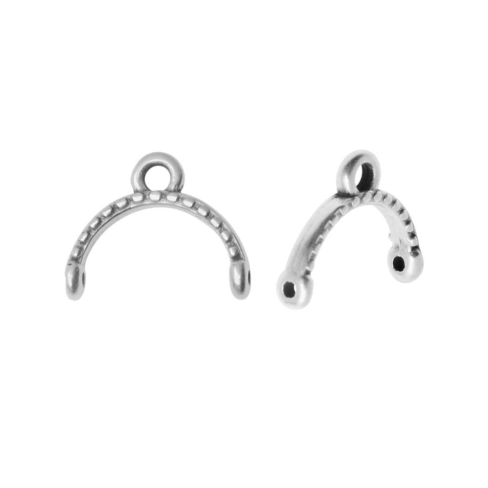 Cymbal Bead Endings fit 11/0 Delica & Round Beads, Skaloti II, 9mm Antiqued Silver (2 Pieces)