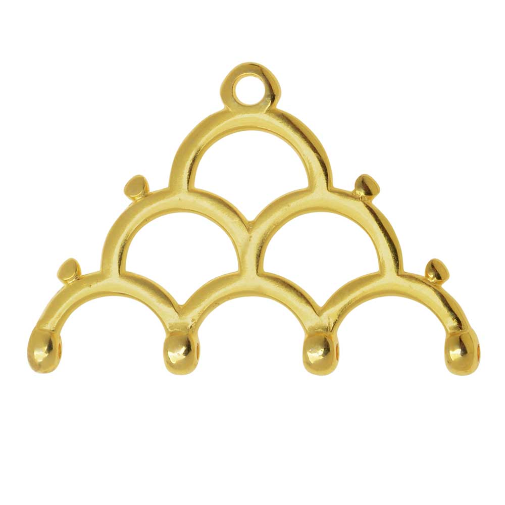 Cymbal Bead Endings fit 8/0 Round Beads, Lakos IV, 18mm 24kt Gold Plated (2 Pieces)