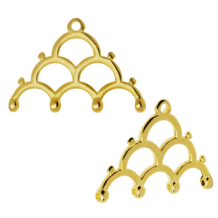 Cymbal Bead Endings fit 8/0 Round Beads, Lakos IV, 18mm 24kt Gold Plated (2 Pieces)
