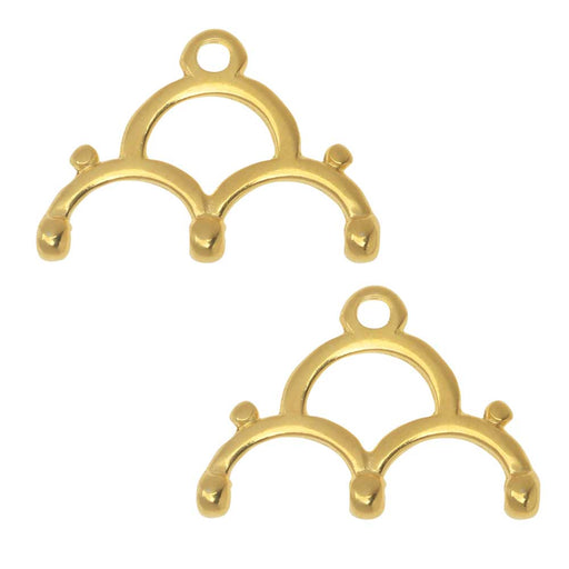 Cymbal Bead Endings fit 8/0 Round Beads, Lakos III, 12.5mm 24kt Gold Plated (2 Pieces)