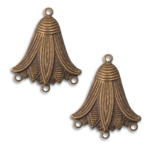 Vintaj Natural Brass Lotus Blossom Connector - 27x22.5mm (2 pcs)