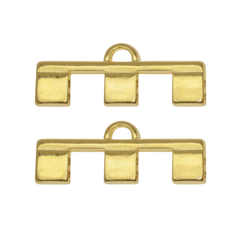 Cymbal Bead Endings fit Tila Beads, Piperi III, 10mm, 24kt Gold Plated (2 Pieces)