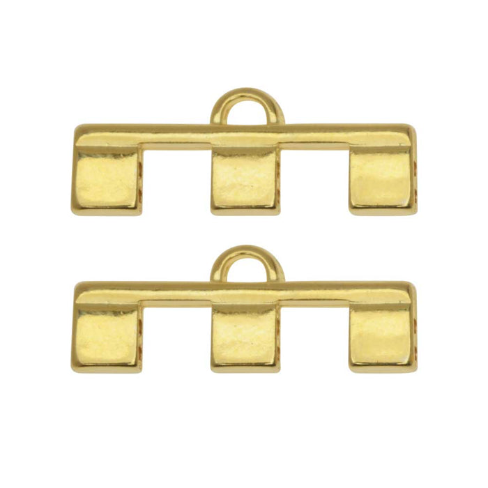 Cymbal Bead Endings fit Tila Beads, Piperi III, 10mm, 24kt Gold Plated (2 Pieces)