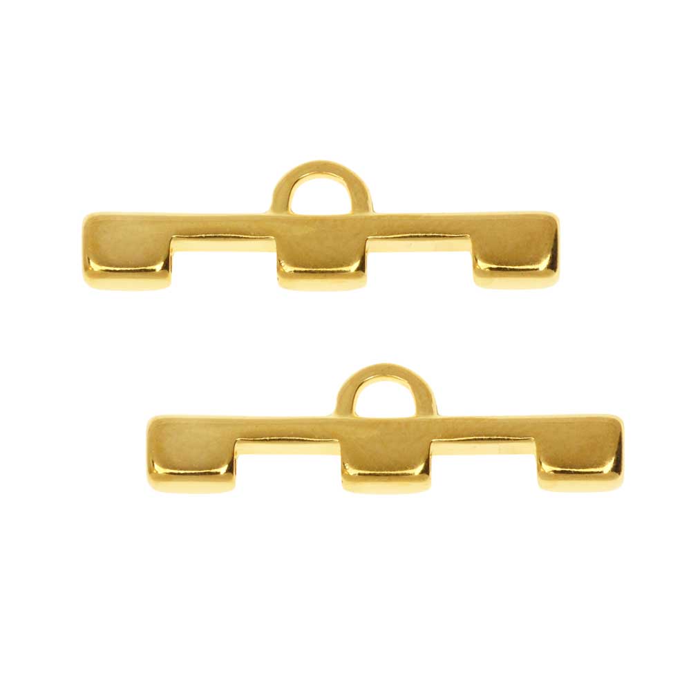 Cymbal Bead Endings fit Tila Beads, Soros III, 7.5mm 24kt Gold Plated (2 Pieces)