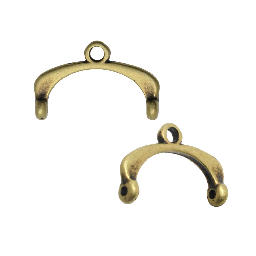 Cymbal Bead Endings fit 11/0 Delica & Round Beads, Fres II, 9.5mm Antiqued Brass Plated (2 Pieces)