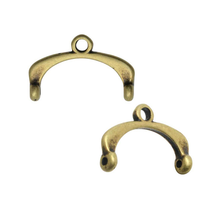 Cymbal Bead Endings fit 11/0 Delica & Round Beads, Fres II, 9.5mm Antiqued Brass Plated (2 Pieces)